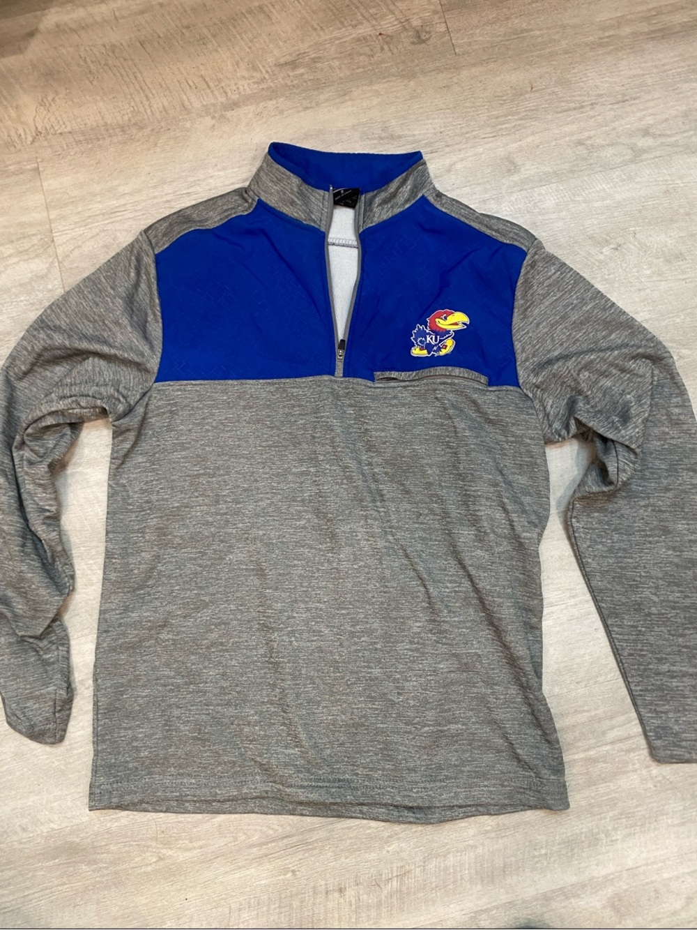 Colosseum Gray and Royal Blue Quarter-Zip Pullover with Embroidered Logo
